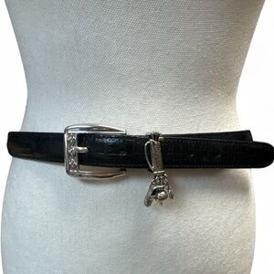 Brighton Croc Embossed Black Leather Golf Belt,Size Large 34”